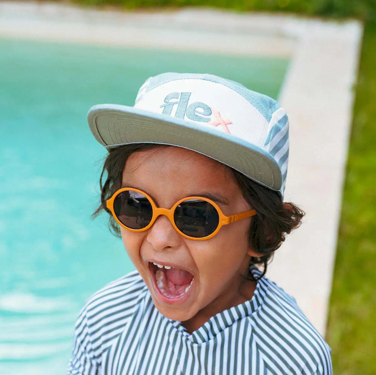 casquette anti-uv enfant bébé casquette rayée sauge